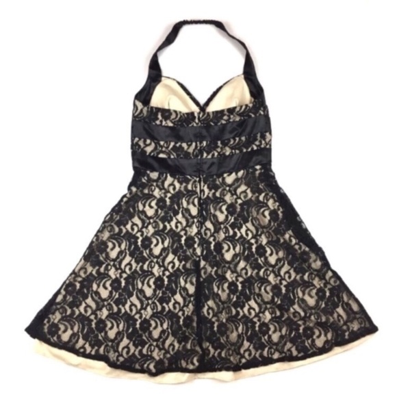 MASQUERADE Little Black Dress Lace Halter Prom Formal Sweetheart Grunge Emp Goth - Picture 3 of 7